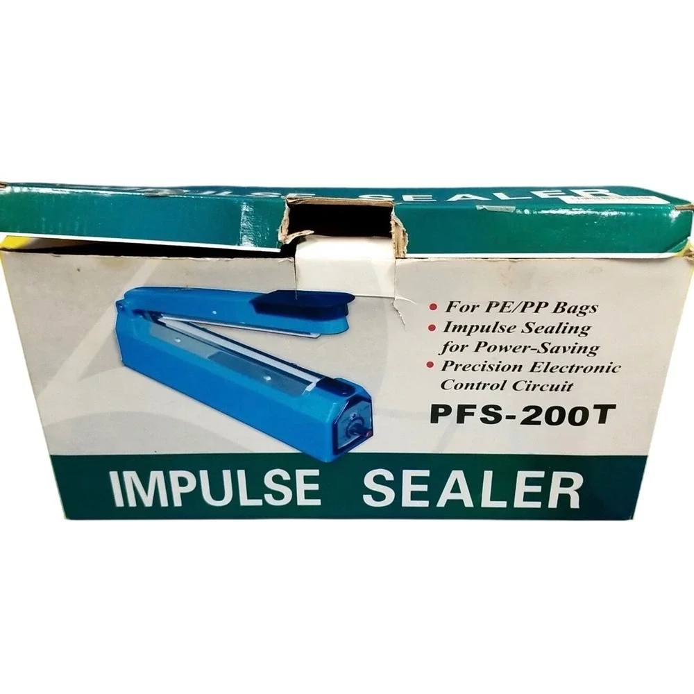 Impulse Sealer PFS-200T 8‎ Inch Manual Heat Sealer for PE PP Bags 300W 110V Blue